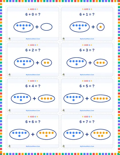 Sample page: Addition Flash Cards