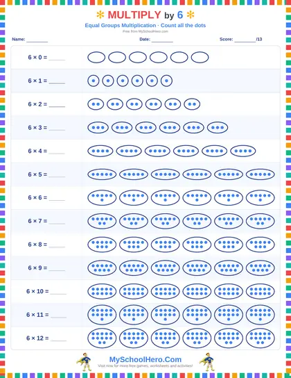 Sample page: Multiplication Picture Facts
